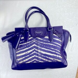 Coach New York Shoulder Bag Purple Zebra Print Leather A1373-23409